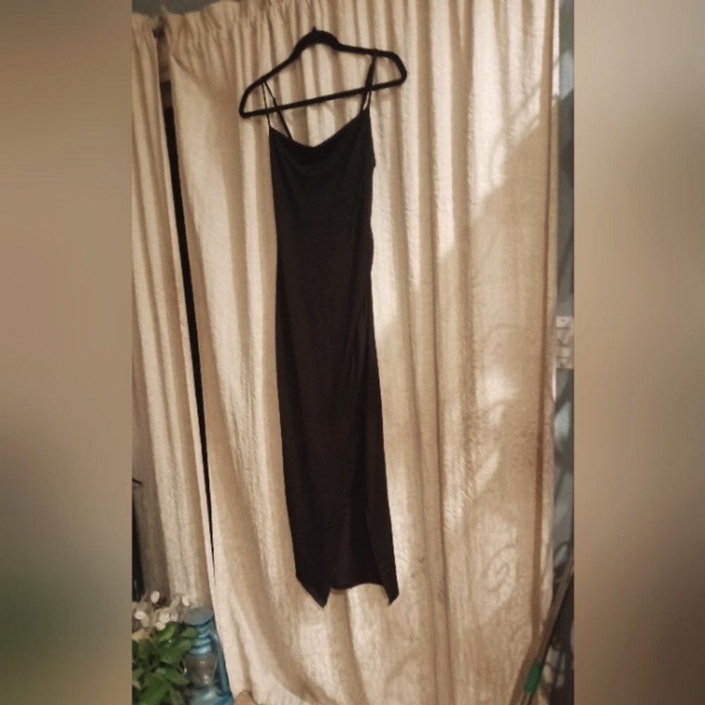 Vibe Black Slip Dress Spaghetti Strap Sleeveless